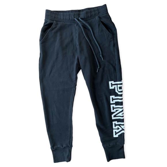 PINK Victoria's Secret Pants - Victoria's Secret PINK Jogger Sweatpants in Black with Spellout, Size Medium